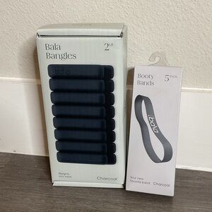 Bundle: 2lb Bala Charcoal Bangles and 5pack Booty Bands Set in Charcoal